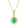 Gemminded 10k Gold 1/10 Carat T.W. Diamond Emerald Pendant Necklace -Gemminded Jewelry 4532186