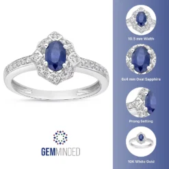 Gemminded 10k White Gold 1/8 Carat T.W. Diamond & Sapphire Ring -Gemminded Jewelry 4532187 ALT5