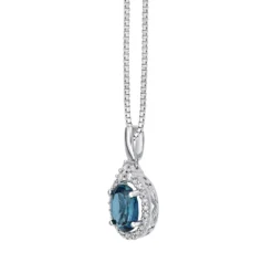 Gemminded 10k White Gold 1/6 Carat T.W. Diamond & London Blue Topaz Pendant Necklace -Gemminded Jewelry 4532190 ALT