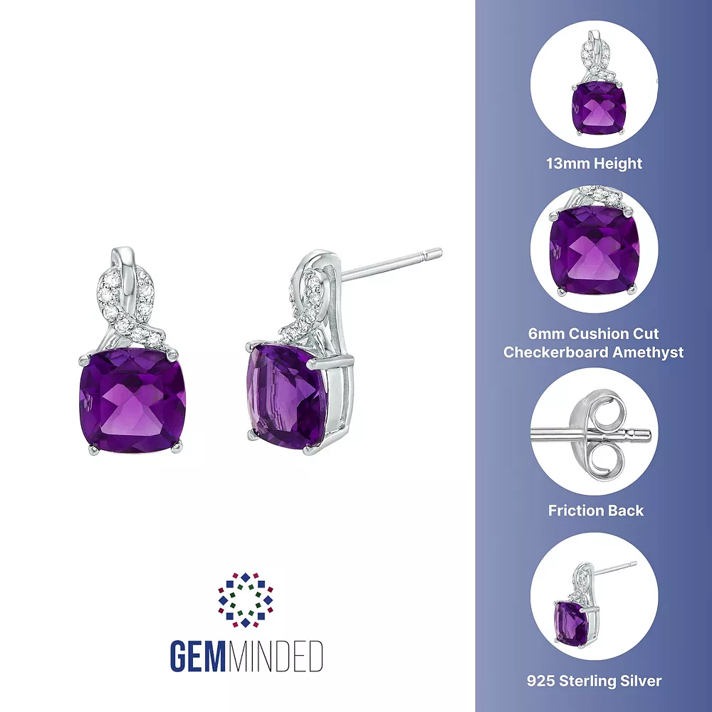 Gemminded Sterling Silver Amethyst & Diamond Accent Earrings 4 Gemminded Sterling Silver Amethyst & Diamond Accent Earrings - Image 2