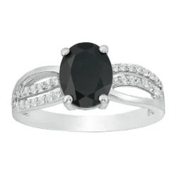 Gemminded Sterling Silver Black Onyx & White Topaz Accent Ring