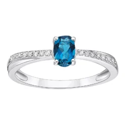 Gemminded Sterling Silver London Blue Topaz & Diamond Accent Ring