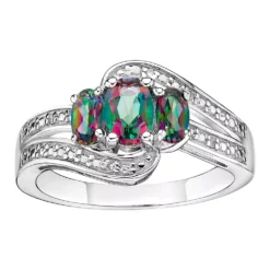 Gemminded Sterling Silver Mystic Topaz & White Topaz Accent Ring
