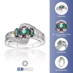 Gemminded Sterling Silver Mystic Topaz & White Topaz Accent Ring -Gemminded Jewelry 4533842 ALT5
