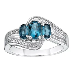 Gemminded Sterling Silver London Blue Topaz & Diamond Accent Ring