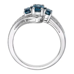 Gemminded Sterling Silver London Blue Topaz & Diamond Accent Ring -Gemminded Jewelry 4533844 ALT2