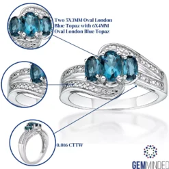 Gemminded Sterling Silver London Blue Topaz & Diamond Accent Ring -Gemminded Jewelry 4533844 ALT5