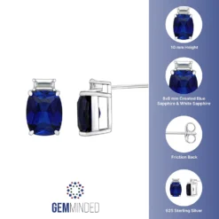 Gemminded Sterling Silver Lab-Created Sapphire & Lab-Created White Sapphire Accent Drop Earrings -Gemminded Jewelry 4533851 ALT5