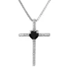 Gemminded Sterling Silver Black Onyx & Diamond Accent Cross Pendant Necklace -Gemminded Jewelry 4533852