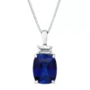 Gemminded Sterling Silver Lab-Created Sapphire & Lab-Created White Sapphire Accent Pendant Necklace -Gemminded Jewelry 4533854