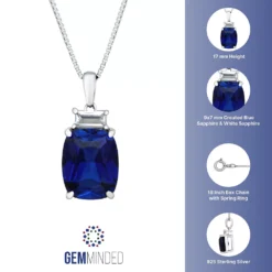 Gemminded Sterling Silver Lab-Created Sapphire & Lab-Created White Sapphire Accent Pendant Necklace 7 Gemminded Sterling Silver Lab-Created Sapphire & Lab-Created White Sapphire Accent Pendant Necklace -Gemminded Jewelry 4533854 ALT5