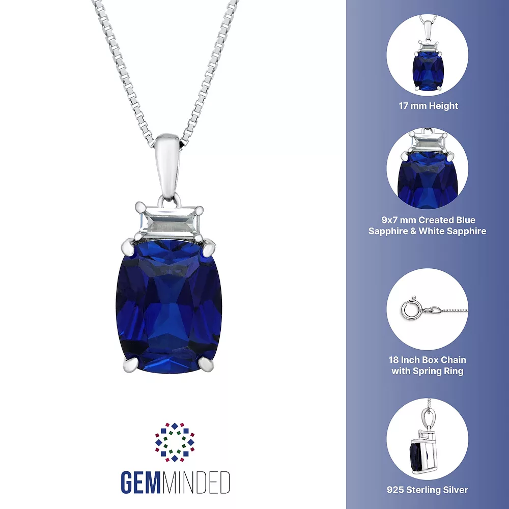 Gemminded Sterling Silver Lab-Created Sapphire & Lab-Created White Sapphire Accent Pendant Necklace 5 Gemminded Sterling Silver Lab-Created Sapphire & Lab-Created White Sapphire Accent Pendant Necklace - Image 3
