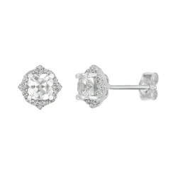 Gemminded Sterling Silver Lab-Created White Sapphire Stud Earrings