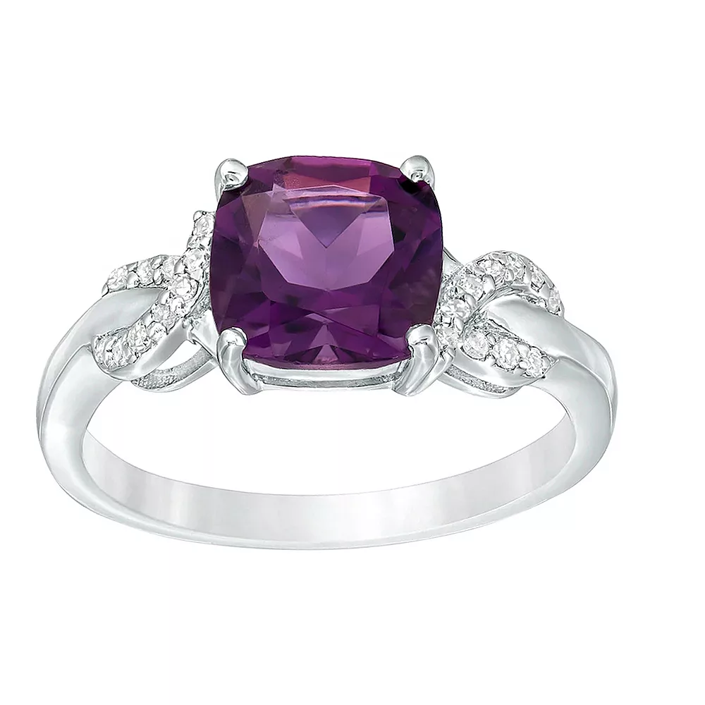 Gemminded Sterling Silver Amethyst & Diamond Accent Ring 3 Gemminded Sterling Silver Amethyst & Diamond Accent Ring