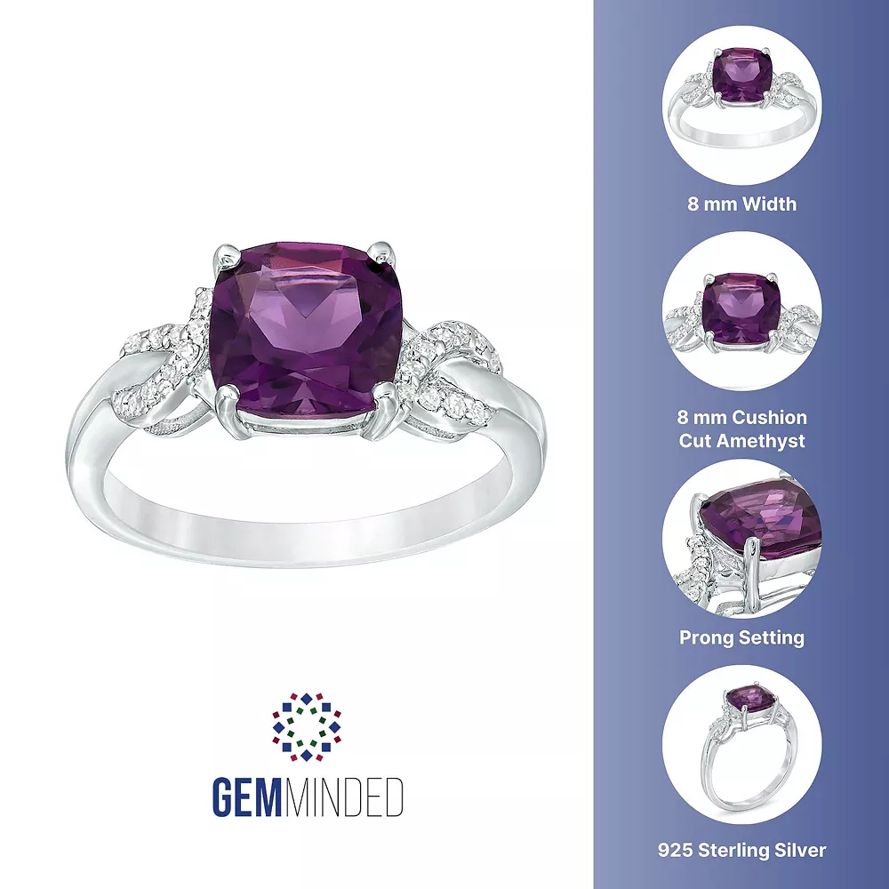 Gemminded Sterling Silver Amethyst & Diamond Accent Ring 4 Gemminded Sterling Silver Amethyst & Diamond Accent Ring - Image 2