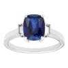 Gemminded Sterling Silver Lab-Created Sapphire & Lab Created White Sapphire Accent Ring