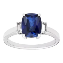 Gemminded Sterling Silver Lab-Created Sapphire & Lab Created White Sapphire Accent Ring