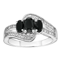 Gemminded Sterling Silver Black Onyx & White Topaz Accent Ring