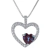 Gemminded Sterling Silver Lab-Created Alexandrite & Diamond Accent Double Heart Pendant Necklace -Gemminded Jewelry 4533865