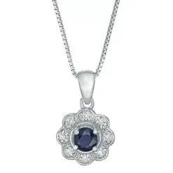 Gemminded Sterling Silver Sapphire & Diamond Accent Pendant Necklace