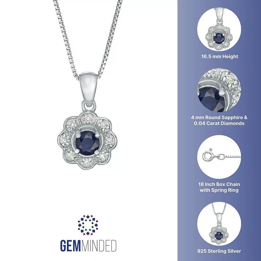 Gemminded Sterling Silver Sapphire & Diamond Accent Pendant Necklace 4 Gemminded Sterling Silver Sapphire & Diamond Accent Pendant Necklace - Image 2