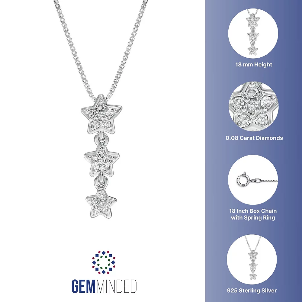 Gemminded Sterling Silver Diamond Accent Star Pendant Necklace 4 Gemminded Sterling Silver Diamond Accent Star Pendant Necklace - Image 2