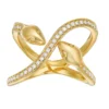 Gemminded 18k Gold Over Silver 1/4 Carat T.W. Diamond Two-Headed Snake Ring -Gemminded Jewelry 4534146