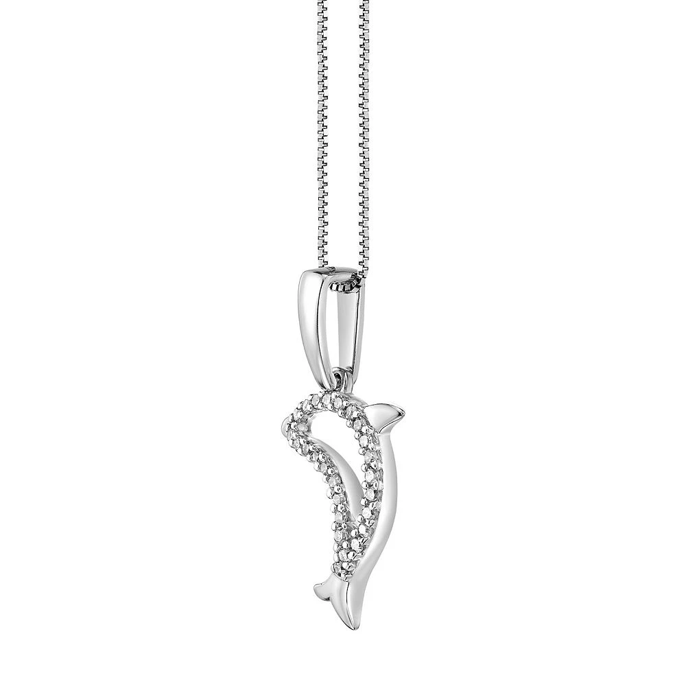 Gemminded Sterling Silver 1/10 Carat T.W. Diamond Dolphin Pendant Necklace 4 Gemminded Sterling Silver 1/10 Carat T.W. Diamond Dolphin Pendant Necklace - Image 2