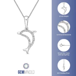 Gemminded Sterling Silver 1/10 Carat T.W. Diamond Dolphin Pendant Necklace 9 Gemminded Sterling Silver 1/10 Carat T.W. Diamond Dolphin Pendant Necklace -Gemminded Jewelry 4534151 ALT5