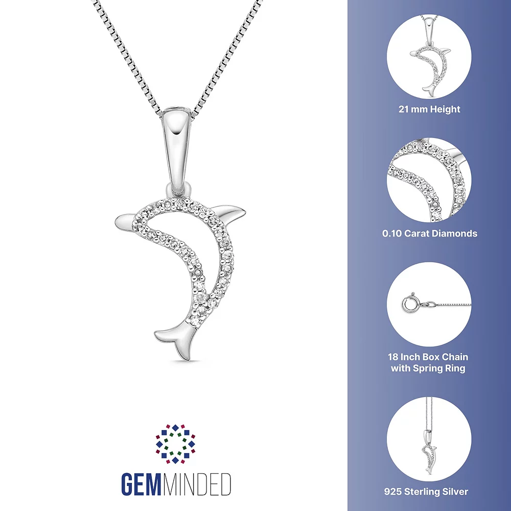 Gemminded Sterling Silver 1/10 Carat T.W. Diamond Dolphin Pendant Necklace 6 Gemminded Sterling Silver 1/10 Carat T.W. Diamond Dolphin Pendant Necklace - Image 4