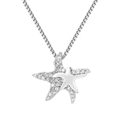 Gemminded Sterling Silver 1/10 Carat T.W. Diamond Starfish Pendant Necklace