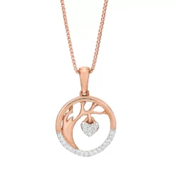 Gemminded 18k Rose Gold Over Silver Diamond Accent Heart & Tree Pendant Necklace