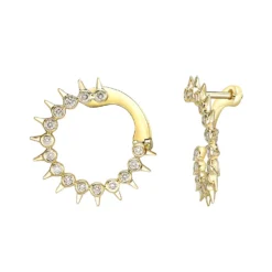 Gemminded 10k Gold 3/8 Carat T.W. Diamond Spike Hoop Earrings