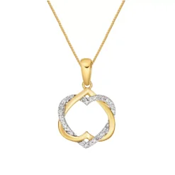 Gemminded 18k Gold Over Sterling Silver Diamond Accent Interlocked Hearts Pendant Necklace