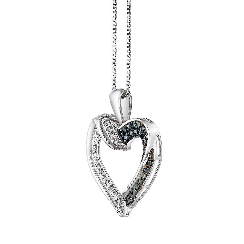 Gemminded Sterling Silver 1/6 Carat T.W. Blue & White Diamond Heart Pendant Necklace 4 Gemminded Sterling Silver 1/6 Carat T.W. Blue & White Diamond Heart Pendant Necklace - Image 2