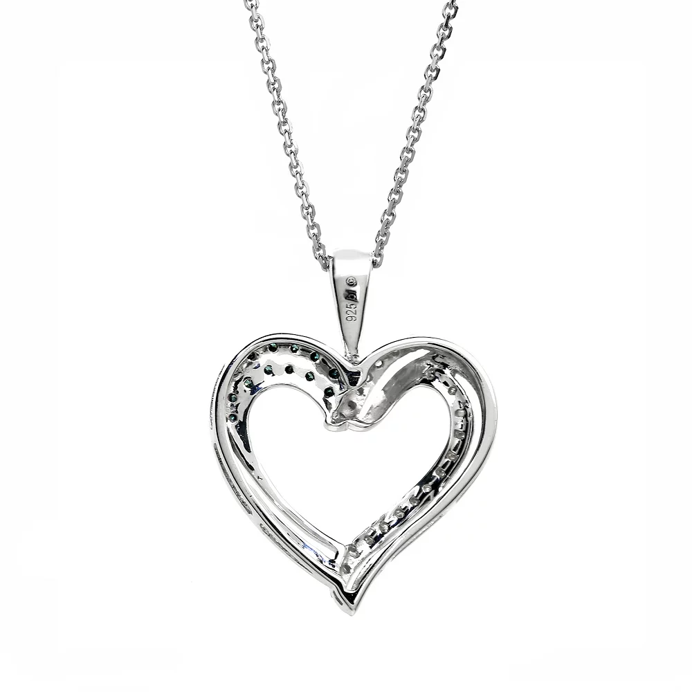 Gemminded Sterling Silver 1/6 Carat T.W. Blue & White Diamond Heart Pendant Necklace 5 Gemminded Sterling Silver 1/6 Carat T.W. Blue & White Diamond Heart Pendant Necklace - Image 3
