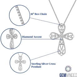 Gemminded Sterling Silver Diamond Accent Cross Pendant Necklace 9 Gemminded Sterling Silver Diamond Accent Cross Pendant Necklace -Gemminded Jewelry 4556925 ALT5