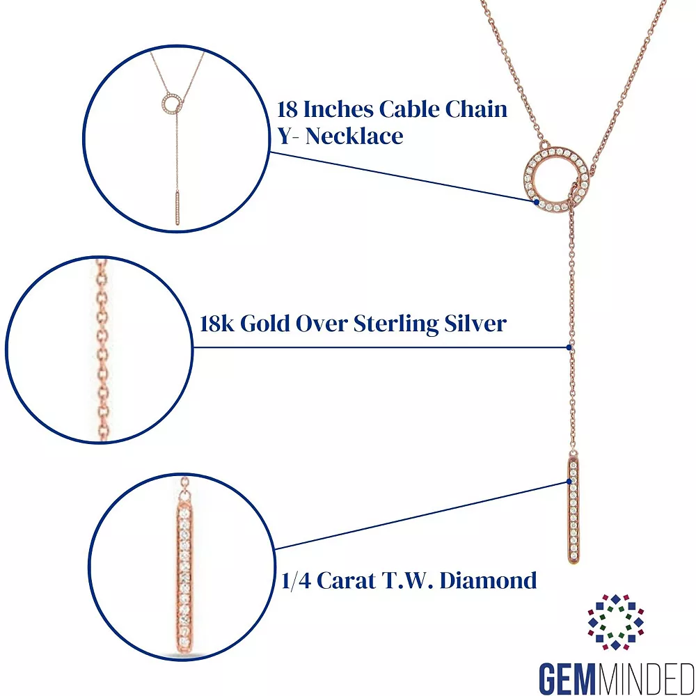 Gemminded 18k Gold Over Sterling Silver 1/4 Carat T.W. Diamond Y-Necklace 6 Gemminded 18k Gold Over Sterling Silver 1/4 Carat T.W. Diamond Y-Necklace - Image 4