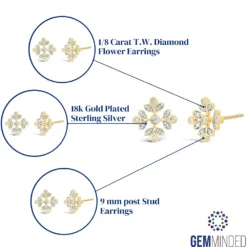 Gemminded 18k Gold Over Sterling Silver 1/8 Carat T.W. Diamond Stud Earrings -Gemminded Jewelry 4556928 ALT5