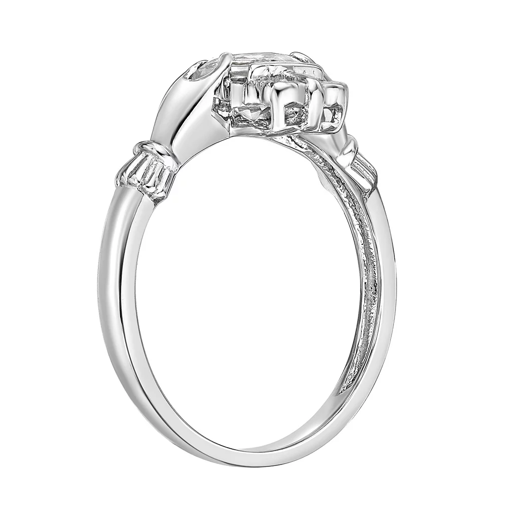 Gemminded Sterling Silver White Topaz & Diamond Accent Claddagh Ring 4 Gemminded Sterling Silver White Topaz & Diamond Accent Claddagh Ring - Image 2