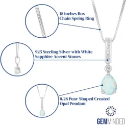 Gemminded Sterling Silver Lab-Created Opal & Lab-Created White Sapphire Accent Pendant Necklace -Gemminded Jewelry 4557094 ALT5