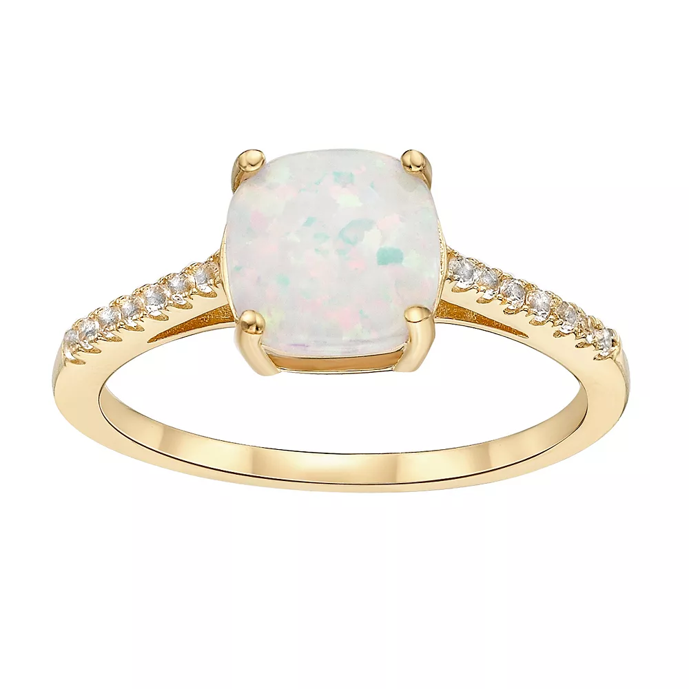 Gemminded 18k Rose Gold Over Sterling Silver Lab-Created White Sapphire & Lab-Created Opal Ring 3 Gemminded 18k Rose Gold Over Sterling Silver Lab-Created White Sapphire & Lab-Created Opal Ring