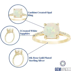 Gemminded 18k Rose Gold Over Sterling Silver Lab-Created White Sapphire & Lab-Created Opal Ring 7 Gemminded 18k Rose Gold Over Sterling Silver Lab-Created White Sapphire & Lab-Created Opal Ring -Gemminded Jewelry 4557095 ALT5