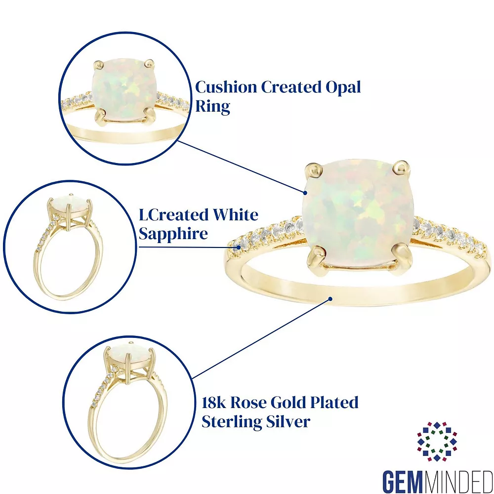 Gemminded 18k Rose Gold Over Sterling Silver Lab-Created White Sapphire & Lab-Created Opal Ring 5 Gemminded 18k Rose Gold Over Sterling Silver Lab-Created White Sapphire & Lab-Created Opal Ring - Image 3