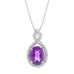 Gemminded Sterling Silver White Topaz Accent & Amethyst Pendant Necklace