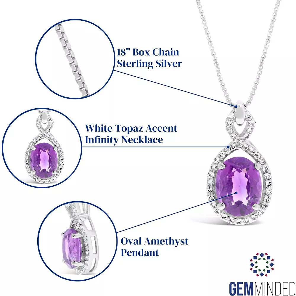 Gemminded Sterling Silver White Topaz Accent & Amethyst Pendant Necklace 5 Gemminded Sterling Silver White Topaz Accent & Amethyst Pendant Necklace - Image 3