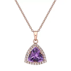 Gemminded 18k Rose Gold Over Sterling Silver White Topaz Accent & Amethyst Pendant Necklace