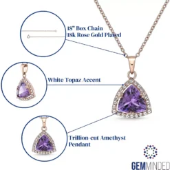 Gemminded 18k Rose Gold Over Sterling Silver White Topaz Accent & Amethyst Pendant Necklace 7 Gemminded 18k Rose Gold Over Sterling Silver White Topaz Accent & Amethyst Pendant Necklace -Gemminded Jewelry 4557098 ALT5