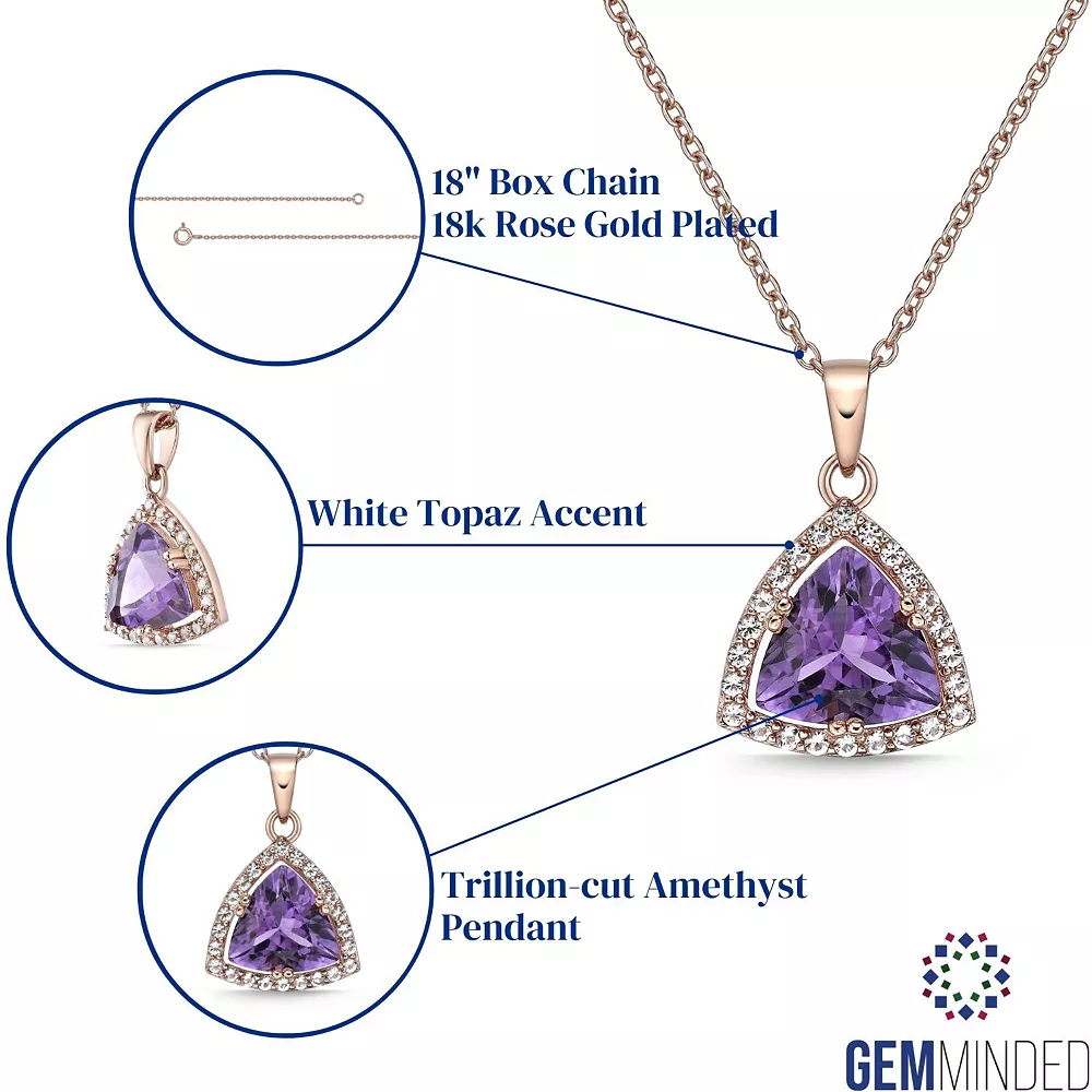 Gemminded 18k Rose Gold Over Sterling Silver White Topaz Accent & Amethyst Pendant Necklace 5 Gemminded 18k Rose Gold Over Sterling Silver White Topaz Accent & Amethyst Pendant Necklace - Image 3