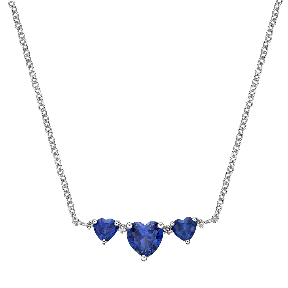 Gemminded Sterling Silver Lab-Created Sapphire & Diamond Accent Pendant Necklace 3 Gemminded Sterling Silver Lab-Created Sapphire & Diamond Accent Pendant Necklace